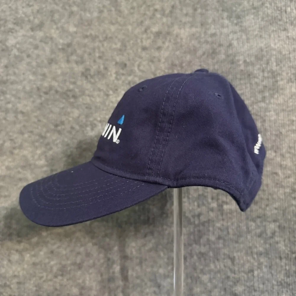 Garmin Navy Blue Baseball Cap Hat Adjustable Cotton Twill Logo Embroidered Mens